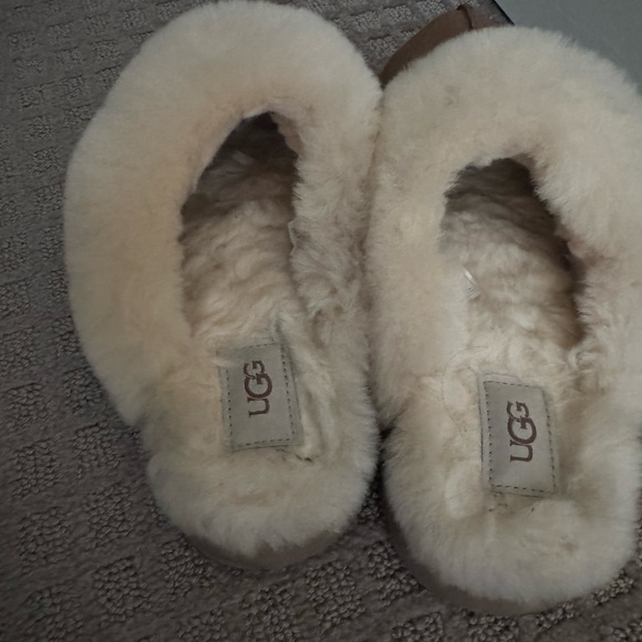 UGG Tan and Cream Shearling Slippers - Picture 4 of 6